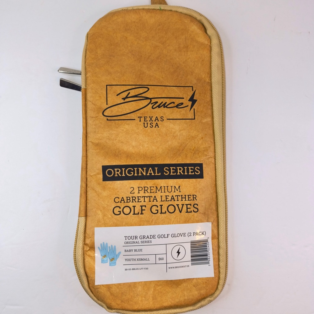 NWT‎ Bruce Bolt Golf Gloves 2-Pack Baby Blue Youth XS Cabretta Leather Left Hand